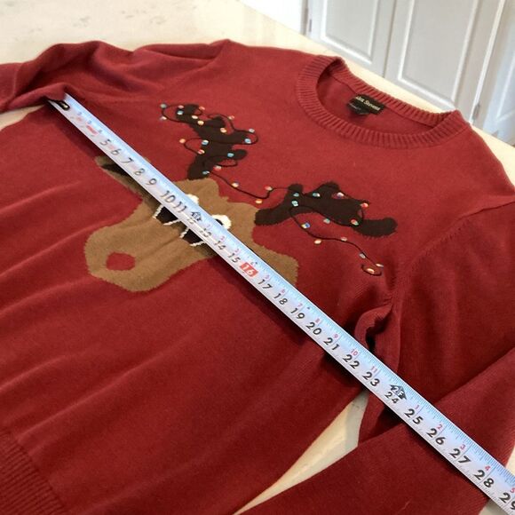 ALEX STEVENS REINDEER UGLY CHRISTMAS Sweater 100% cotton maroon XXL - Picture 5 of 6